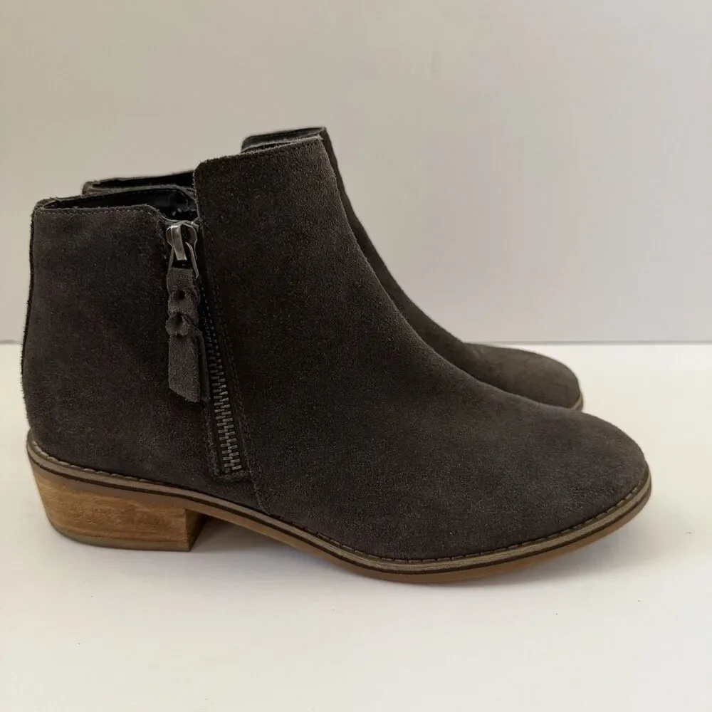 Blondo Valli Womens 8.5 M Gray Suede Waterproof Ankle Boots Booties Side Zip